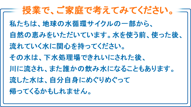 授業で、ご家庭で考えてみてください。